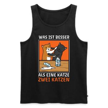 Was ist besser als eine Katze zwei Katzen Spruch - Männer Premium Bio Tank Top - Schwarz - Vorne - AI Model Male 178 light (178cm)