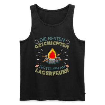 Beste Geschichten Entstehen Am Lagerfeuer Pfadfind - Männer Premium Bio Tank Top - Schwarz - Vorne - AI Model Male 178 light (178cm)