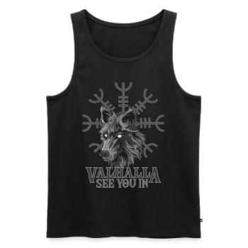 Rendez-vous dans le design Valhalla pour les fans de Viking - Débardeur bio Premium Homme - noir - Devant - Michal (187cm)