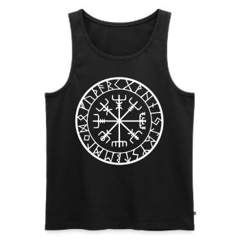 Vegvisir Futhark runes, Viking symbol - Men's Premium Organic Tank Top - black - Front - Michal (187cm)