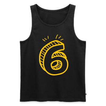 6 number 6 - Men's Premium Organic Tank Top - black - Front - AI Model Male 178 light (178cm)