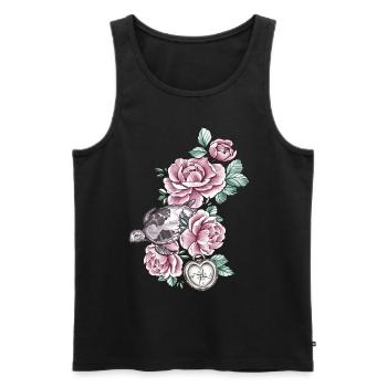 Schildkröte Atlantik Vintage Rosen Kompass Herz - Männer Premium Bio Tank Top - Schwarz - Vorne - Michal (187cm)