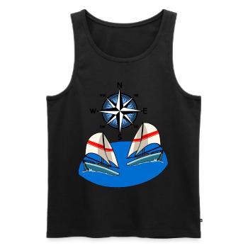 Nordic sailing sailboat wind rose compass maritime - Men's Premium Organic Tank Top - black - Front - AI Model Male 178 light (178cm)