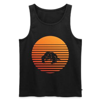 Komodowaran -Silhuette im Sonnenuntergang - Männer Premium Bio Tank Top - Schwarz - Vorne - AI Model Male 178 light (178cm)