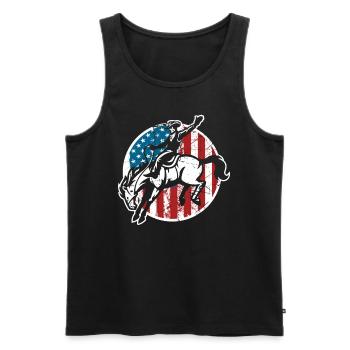 Cavalier de drapeau Cowboy Patriot America - Débardeur bio Premium Homme - noir - Devant - Michal (187cm)