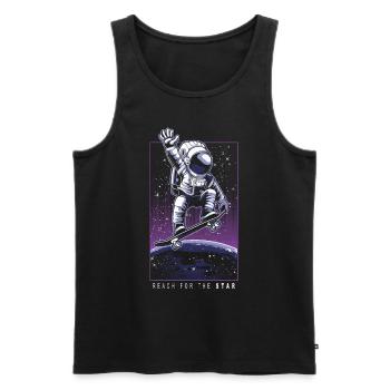 Cadeau de l'espace Skateboard Skater astronaute - Débardeur bio Premium Homme - noir - Devant - Michal (187cm)