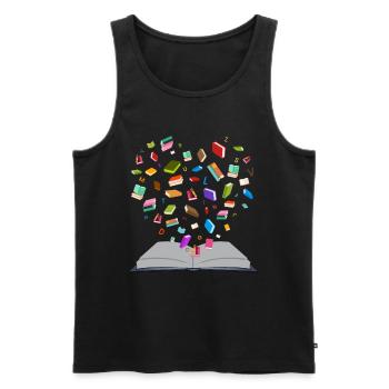 Flying Books - Flying Books - Heart Shape - Men's Premium Organic Tank Top - black - Front - AI Model Male 178 light (178cm)