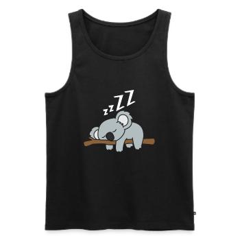 Tired lazy koala sleeping on a branch - Men's Premium Organic Tank Top - black - Front - AI Model Male 178 light (178cm)