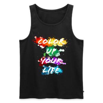 Color Up Your Life - motto - Men's Premium Organic Tank Top - black - Front - AI Model Male 178 light (178cm)