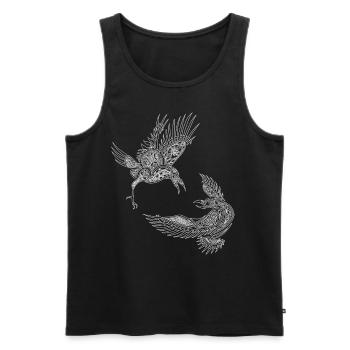 Hugin Odin Thor Viking Corbeau Maori Tribal Symbole - Débardeur bio Premium Homme - noir - Devant - AI Model Male 178 light (178cm)