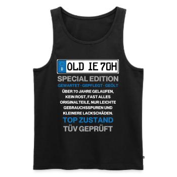 Oldie Kennzeichen 70. Geburtstag Geschenkidee - Männer Premium Bio Tank Top - Schwarz - Vorne - AI Model Male 178 light (178cm)