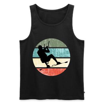 KITE Kiten Kiteboarding Kitesurfen Retro - Männer Premium Bio Tank Top - Schwarz - Vorne - Michal (187cm)