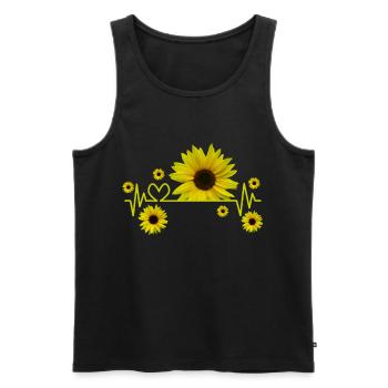 Sunflower, sunflower, heartbeat, heart, flower - Men's Premium Organic Tank Top - black - Front - Michal (187cm)