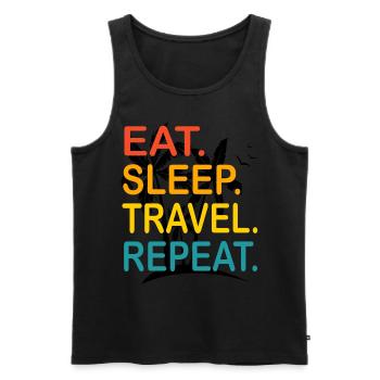 Eat Sleep travel repeat Geschenk für traveler - Männer Premium Bio Tank Top - Schwarz - Vorne - Michal (187cm)
