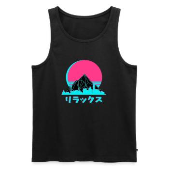 Tokio Retro Vintage Sonne Japanisch 80er Kanji - Männer Premium Bio Tank Top - Schwarz - Vorne - Michal (187cm)