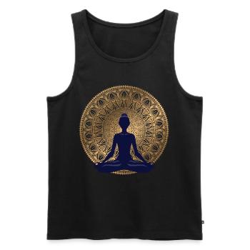 Motif de méditation Idée cadeau Namaste Yoga Bouddha - Débardeur bio Premium Homme - noir - Devant - Michal (187cm)