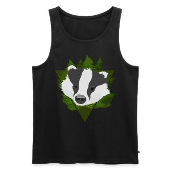 Blaireau dans la forêt - Idée de bande dessinée insolente style cadeau - Débardeur bio Premium Homme - noir - Devant - AI Model Male 178 light (178cm)