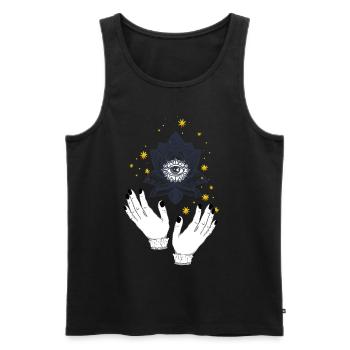 Hamsa / yoga / meditation - Men's Premium Organic Tank Top - black - Front - Michal (187cm)
