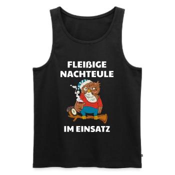 Fleißige Nachteule Krankenpflege Geschenk - Männer Premium Bio Tank Top - Schwarz - Vorne - Michal (187cm)