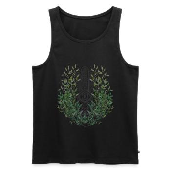 Hand der Hamsa/ Yoga/ Mediation Namaste Lotusblüte - Männer Premium Bio Tank Top - Schwarz - Vorne - AI Model Male 178 light (178cm)
