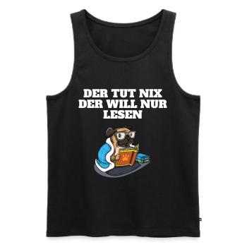 Lesen Leseratte Der tut nix der will nur lesen - Männer Premium Bio Tank Top - Schwarz - Vorne - Michal (187cm)
