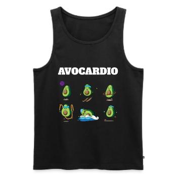 Avocardio Avocado Vegan Cardio Fitness Workout Gym - Débardeur bio Premium Homme - noir - Devant - AI Model Male 178 light (178cm)