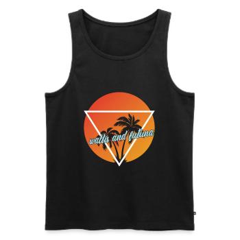 Valais et Futuna destination de vacances et de vacances - Débardeur bio Premium Homme - noir - Devant - AI Model Male 178 light (178cm)