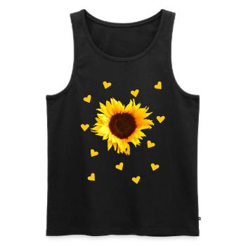 Sonnenblume, Herz, Herzen, Blume, gelb, floral - Männer Premium Bio Tank Top - Schwarz - Vorne - AI Model Male 178 light (178cm)