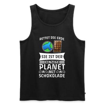 Rettet die Erde einzige Planet mit Schokolade - Männer Premium Bio Tank Top - Schwarz - Vorne - Michal (187cm)