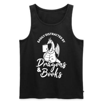 Book dragon reader reading books - Men's Premium Organic Tank Top - black - Front - AI Model Male 178 light (178cm)