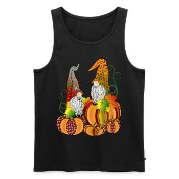 Gnome on pumpkin Gnome dwarfs pumpkin - Men's Premium Organic Tank Top - black - Front - AI Model Male 178 light (178cm)