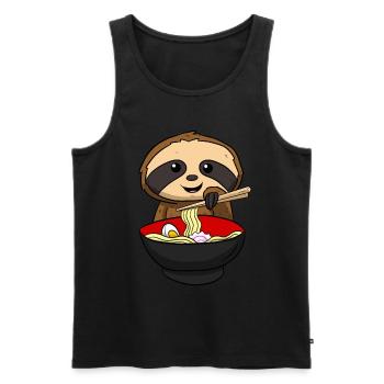Ramen paresseux otaku - Débardeur bio Premium Homme - noir - Devant - AI Model Male 178 light (178cm)
