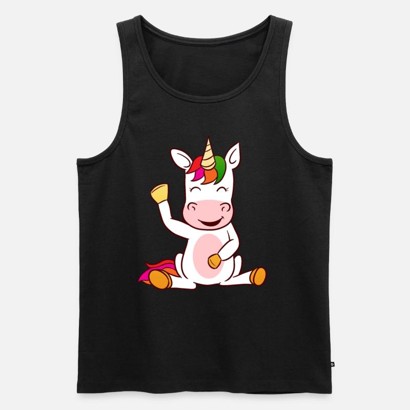 Winke Einhorn - Männer Premium Bio Tank Top - Schwarz