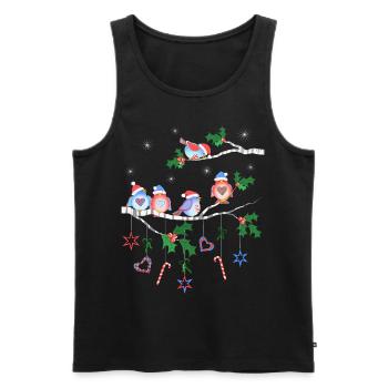Vögel im Winter auf einem Ast Vogel - Männer Premium Bio Tank Top - Schwarz - Vorne - AI Model Male 178 light (178cm)
