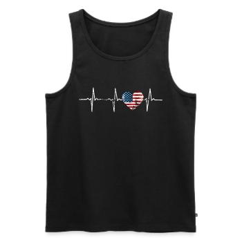 USA Heartbeat Herzschlag Amérique drapeau cadeau - Débardeur bio Premium Homme - noir - Devant - Michal (187cm)