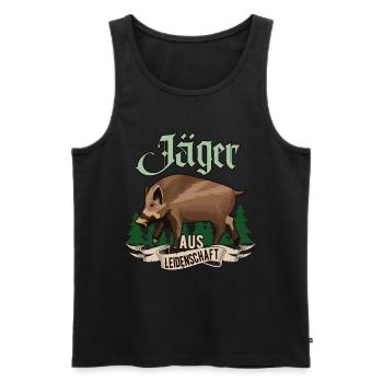 Jäger aus Leidenschaft Wildschwein Jagd Geschenk - Männer Premium Bio Tank Top - Schwarz - Vorne - Michal (187cm)