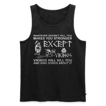 Vikings kill and sing songs drink beer - Men's Premium Organic Tank Top - black - Front - AI Model Male 178 light (178cm)