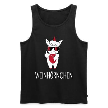 Einhorn Wein Hörnchen Weinglas Rotwein Geschenk - Männer Premium Bio Tank Top - Schwarz - Vorne - Michal (187cm)