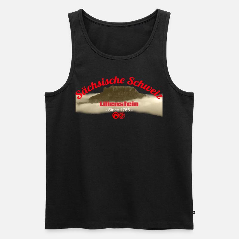 Sächsiche Schweiz - Lilienstein - Männer Premium Bio Tank Top - Schwarz