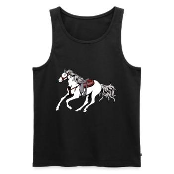 Cheval occidental équitation western cowboy cheval galop - Débardeur bio Premium Homme - noir - Devant - Michal (187cm)