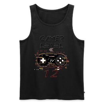 Gamer T-shirt 12 Years Old – Game Level Complete - Men's Premium Organic Tank Top - black - Front - AI Model Male 178 light (178cm)