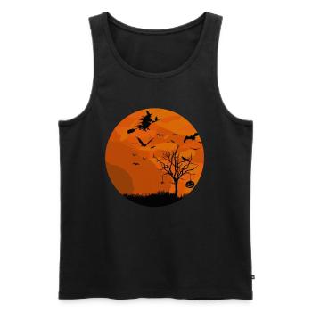 Halloween lune avec chauve-souris citrouille sorcière corbeau - Débardeur bio Premium Homme - noir - Devant - AI Model Male 178 light (178cm)
