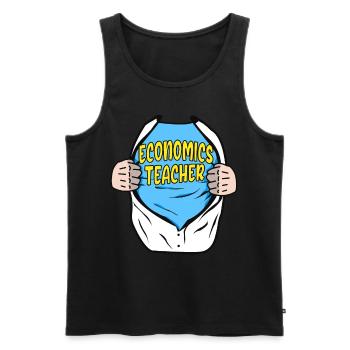 Economics Teacher Superhero Economists Gift - Men's Premium Organic Tank Top - black - Front - Michal (187cm)