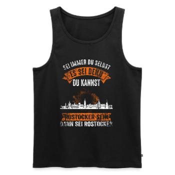 Rostock Rostocker Ostsee Hansestadt Moin Lustig - Männer Premium Bio Tank Top - Schwarz - Vorne - Michal (187cm)