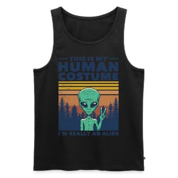 Déguisement d'OVNI de costume d'Halloween extraterrestre - Débardeur bio Premium Homme - noir - Devant - AI Model Male 178 light (178cm)