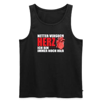 Lustiges Herzinfarkt Genesungsgeschenk - - Männer Premium Bio Tank Top - Schwarz - Vorne - Michal (187cm)