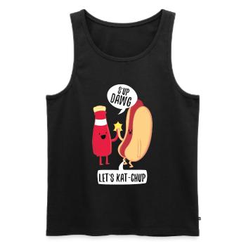 Was ist los Hot Dog Ketchup - Männer Premium Bio Tank Top - Schwarz - Vorne - Michal (187cm)