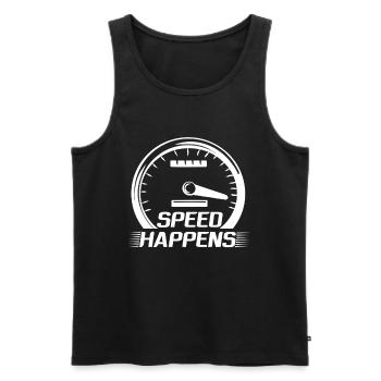 Speed Happens - Motorsport - Speedometer - Men's Premium Organic Tank Top - black - Front - AI Model Male 178 light (178cm)
