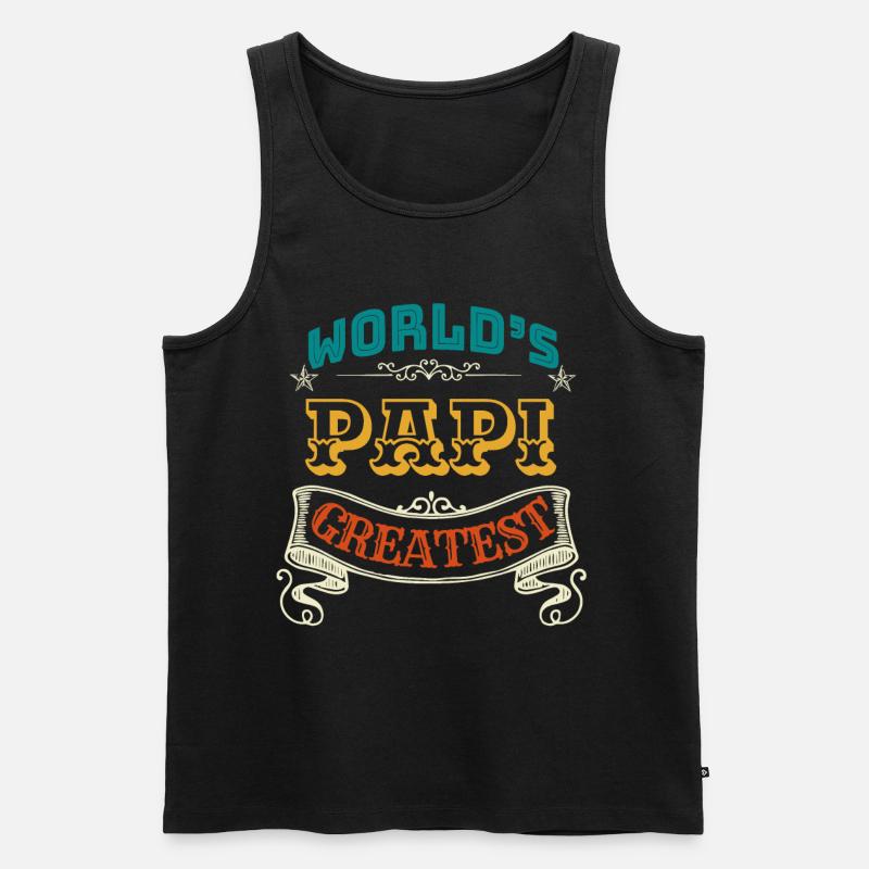 WORLDS GREATEST PAPI - Männer Premium Bio Tank Top - Schwarz