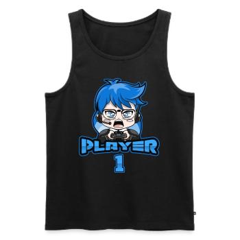 Matching Gamer Couple Player 1 Player 2 - Men's Premium Organic Tank Top - black - Front - AI Model Male 178 light (178cm)